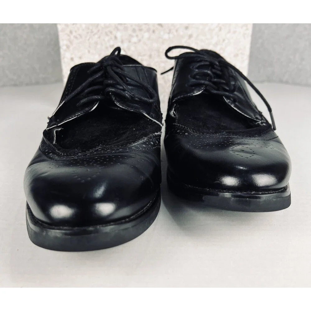 Golaiman Mens 11 Black Wingtip Brogue Oxford Dress Shoes G1406 Business Formal